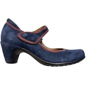 Earthies Navy Suede Mary Jane Comfort Heels  Women's Size 7.5